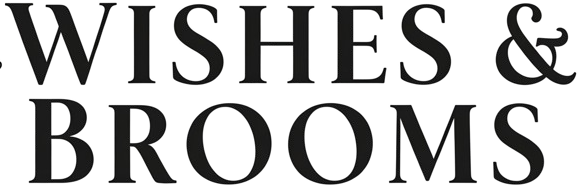 Black logo of Wishes and Brooms cleaning company